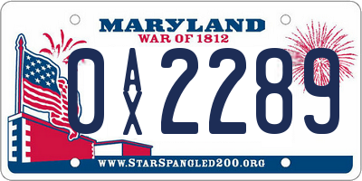 MD license plate 0AX2289