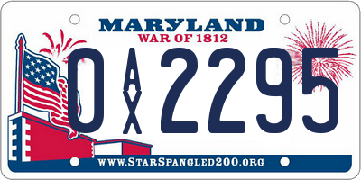 MD license plate 0AX2295