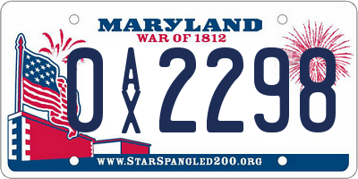 MD license plate 0AX2298