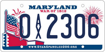MD license plate 0AX2306
