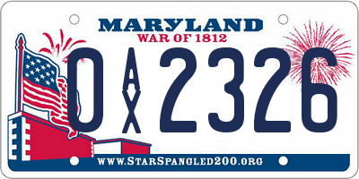 MD license plate 0AX2326
