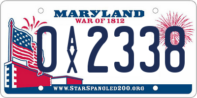 MD license plate 0AX2338