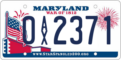 MD license plate 0AX2371