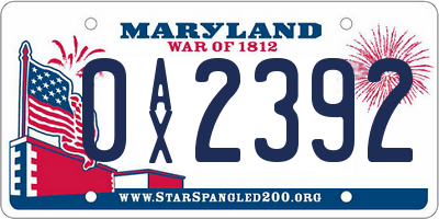 MD license plate 0AX2392