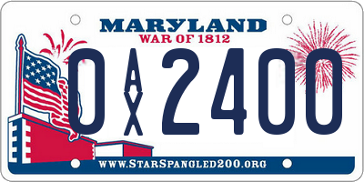 MD license plate 0AX2400