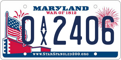 MD license plate 0AX2406