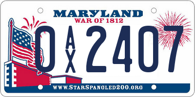 MD license plate 0AX2407