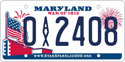 MD license plate 0AX2408