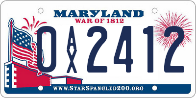 MD license plate 0AX2412
