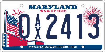 MD license plate 0AX2413