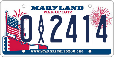 MD license plate 0AX2414