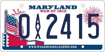 MD license plate 0AX2415