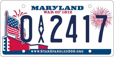 MD license plate 0AX2417