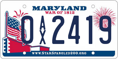 MD license plate 0AX2419