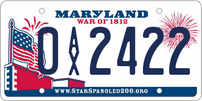 MD license plate 0AX2422