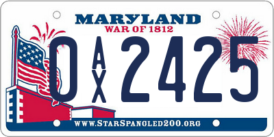 MD license plate 0AX2425
