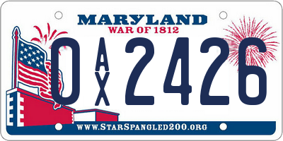 MD license plate 0AX2426