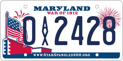 MD license plate 0AX2428