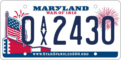 MD license plate 0AX2430
