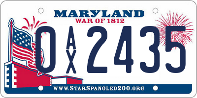 MD license plate 0AX2435