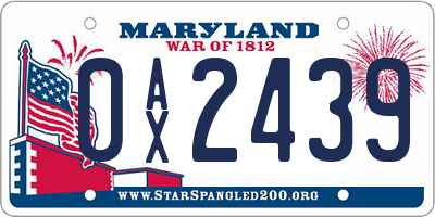 MD license plate 0AX2439