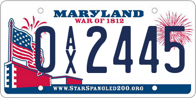 MD license plate 0AX2445