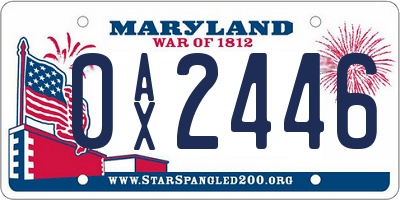 MD license plate 0AX2446