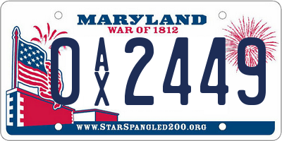 MD license plate 0AX2449