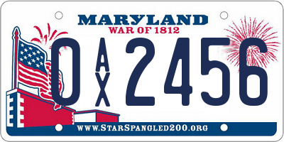 MD license plate 0AX2456