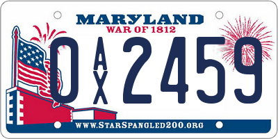 MD license plate 0AX2459