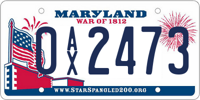 MD license plate 0AX2473