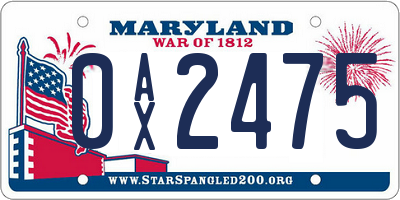 MD license plate 0AX2475