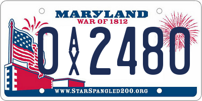 MD license plate 0AX2480