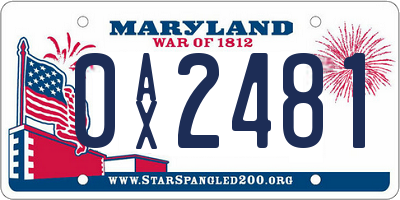 MD license plate 0AX2481
