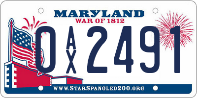 MD license plate 0AX2491