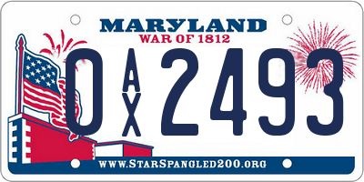 MD license plate 0AX2493
