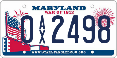 MD license plate 0AX2498