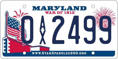 MD license plate 0AX2499