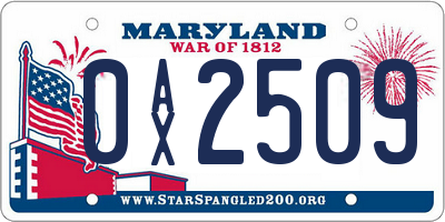 MD license plate 0AX2509