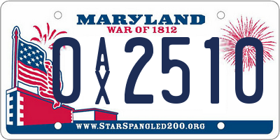 MD license plate 0AX2510