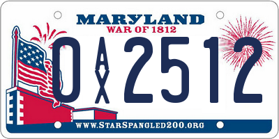 MD license plate 0AX2512