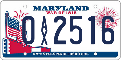 MD license plate 0AX2516