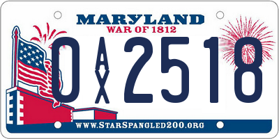MD license plate 0AX2518