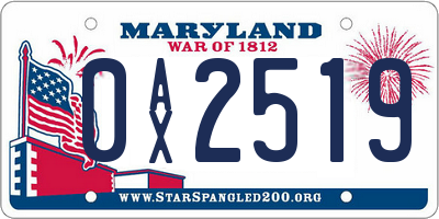 MD license plate 0AX2519