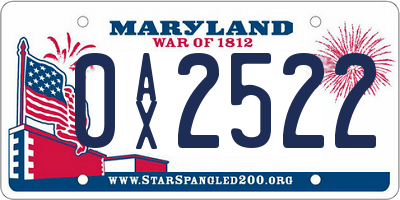 MD license plate 0AX2522