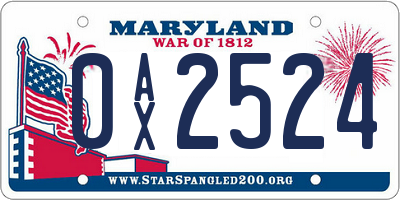 MD license plate 0AX2524