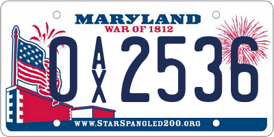 MD license plate 0AX2536