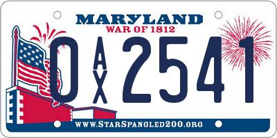 MD license plate 0AX2541