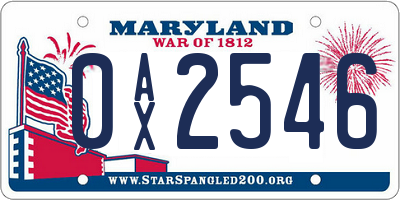 MD license plate 0AX2546