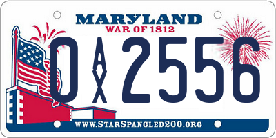 MD license plate 0AX2556